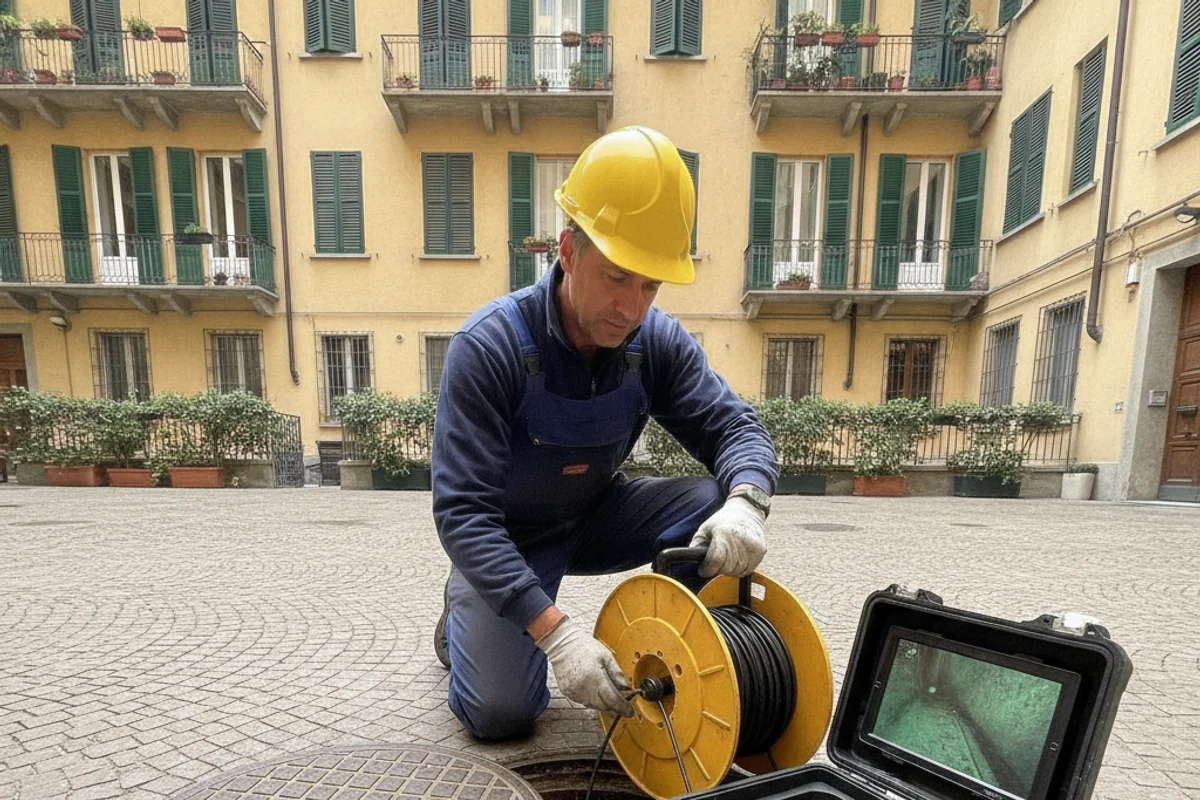 Autospurgo con canal-jet interviene su uno scarico otturato a Milano